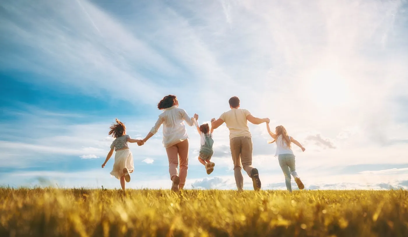 A family out for a walk